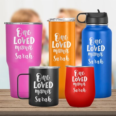 One Loved Mama, Mother Day, Birthday Gift , Personalized Name Tumbler, Insulated Travel Cup, Mom Mug, Gift to Her - image1